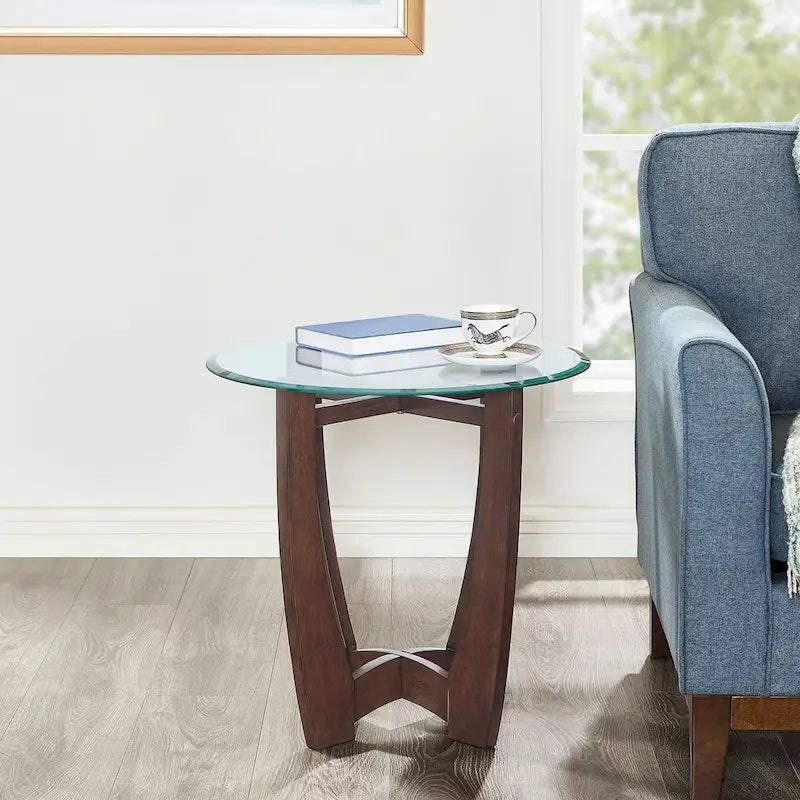 23.5 inch round glass coffee table