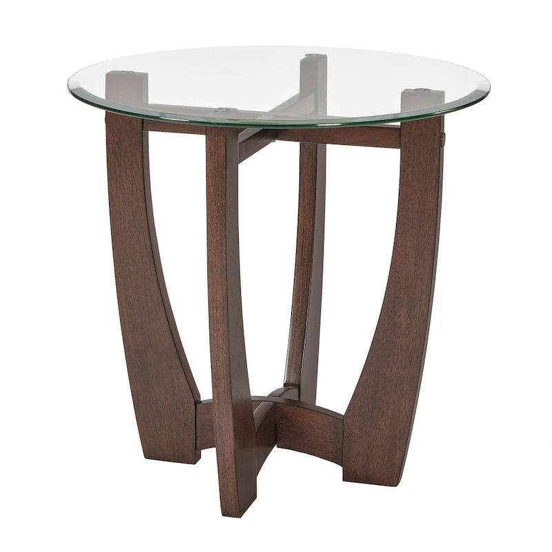 23.5 inch round glass coffee table