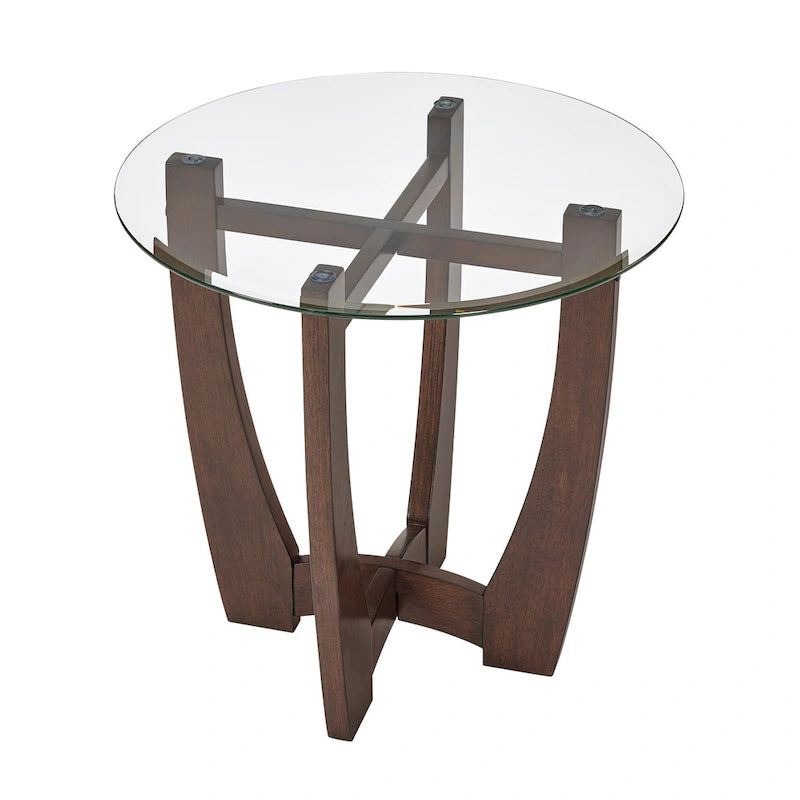 23.5 inch round glass coffee table