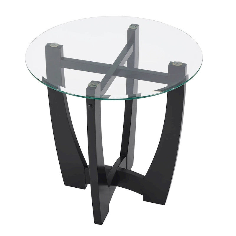 23.5 inch round glass coffee table