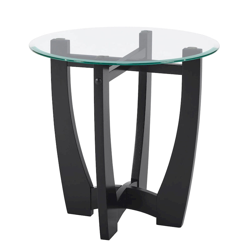 23.5 inch round glass coffee table
