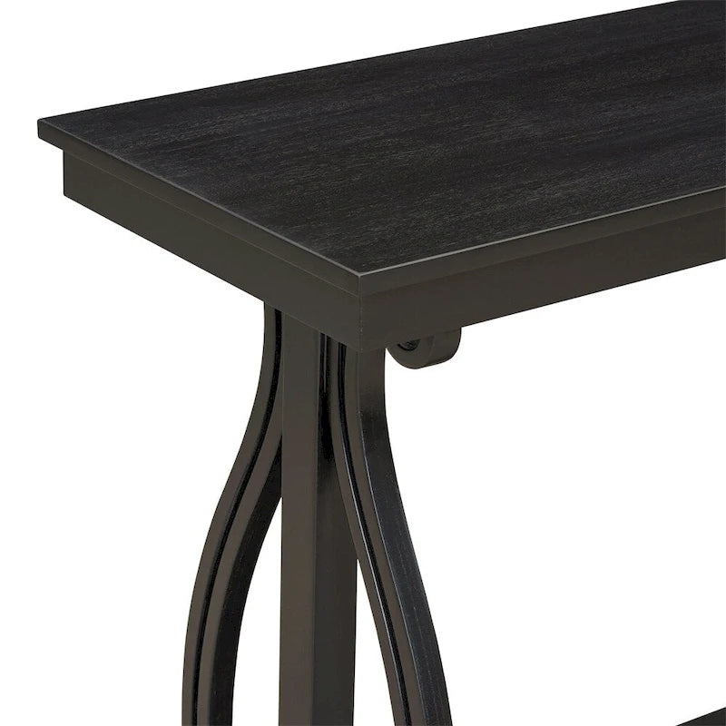 Console Table with Curved Legs and Open Shelf - Acacia Brown