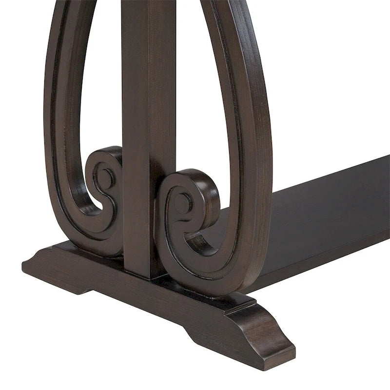 Console Table with Curved Legs and Open Shelf - Acacia Brown