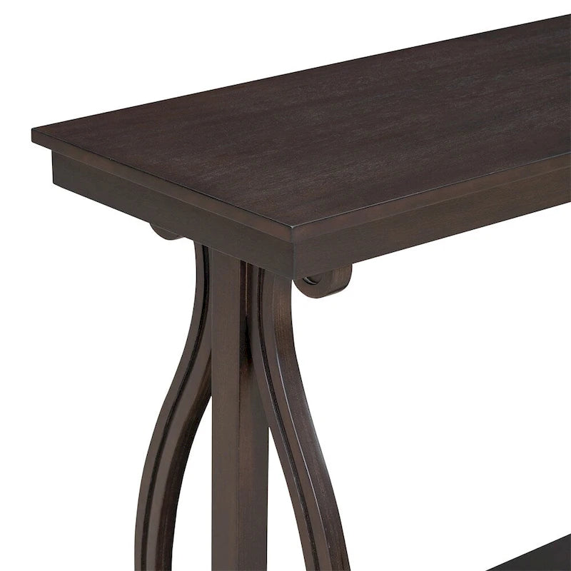 Console Table with Curved Legs and Open Shelf - Acacia Brown