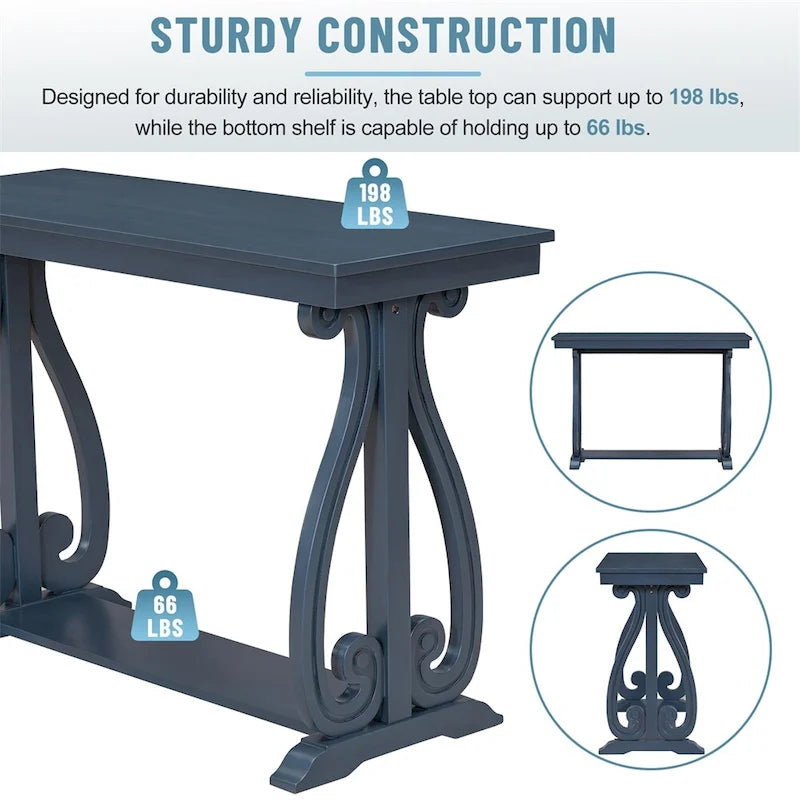 Console Table with Curved Legs and Open Shelf - Acacia Brown