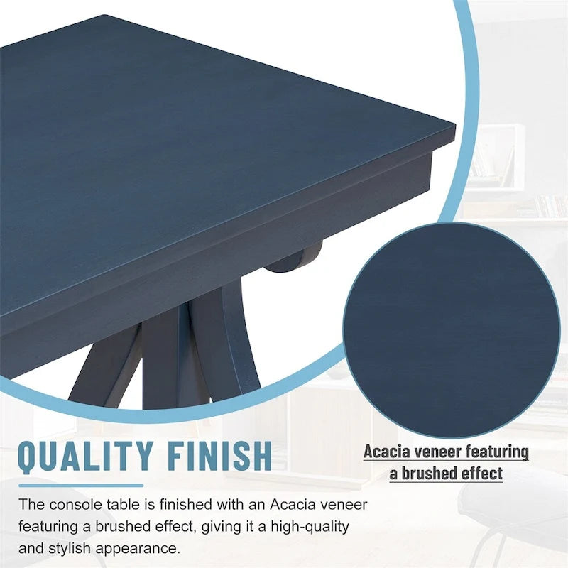 Console Table with Curved Legs and Open Shelf - Acacia Brown