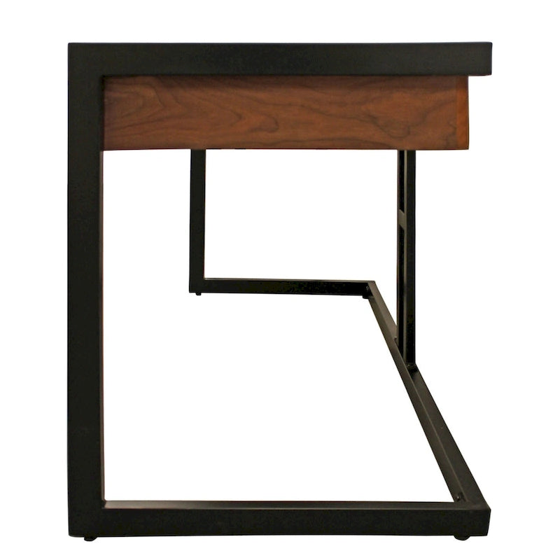 54 Natural and Black Mango Solid Wood Writing Desk With Three Drawers