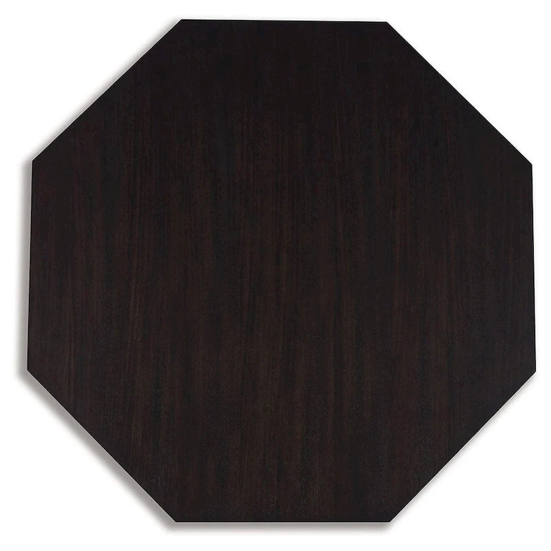 Chloe Cocktail Coffee Table, 40 Inch Octagon Espresso Brown Wood