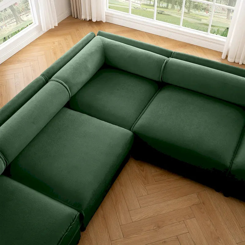 Oversized 7-Piece Chenille Upholstered L-Shaped Modular Sectional Sofa with Storage Seat, DIY Combination