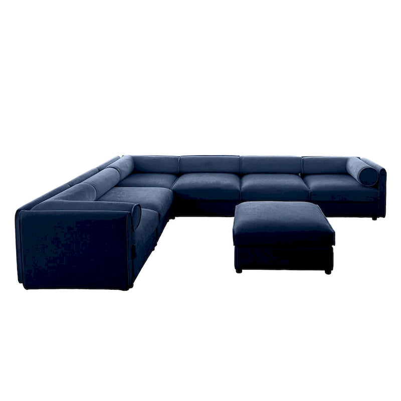 Oversized 7-Piece Chenille Upholstered L-Shaped Modular Sectional Sofa with Storage Seat, DIY Combination
