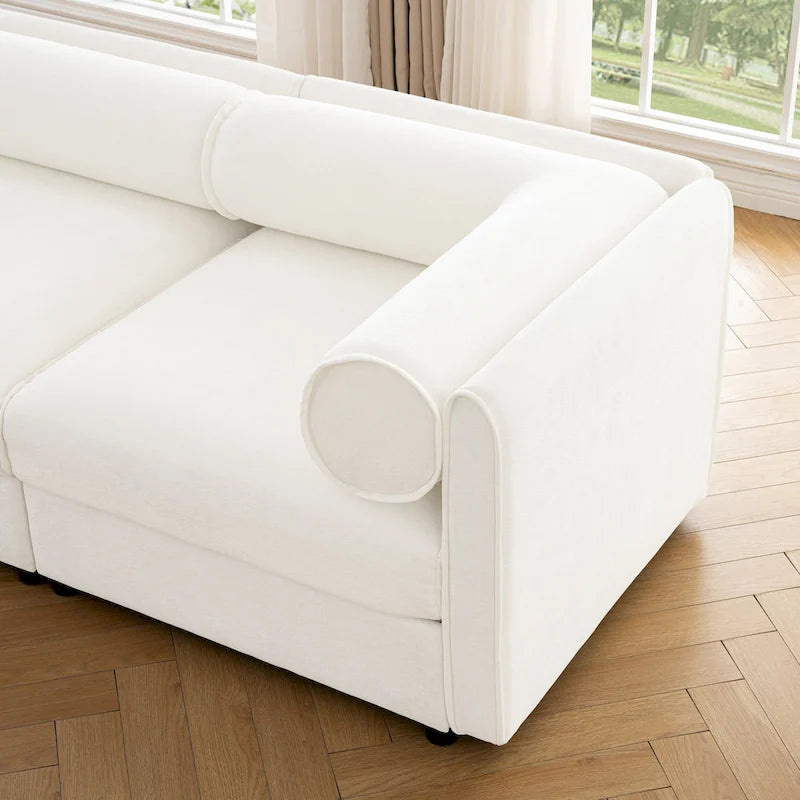 Oversized 7-Piece Chenille Upholstered L-Shaped Modular Sectional Sofa with Storage Seat, DIY Combination