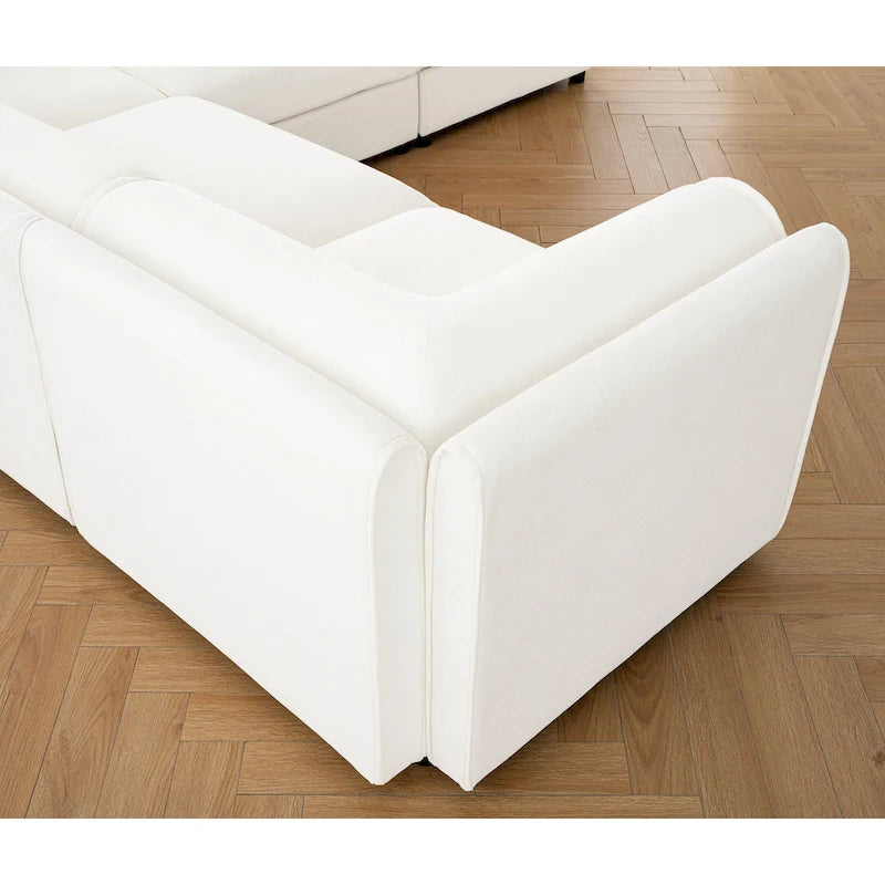 Oversized 7-Piece Chenille Upholstered L-Shaped Modular Sectional Sofa with Storage Seat, DIY Combination