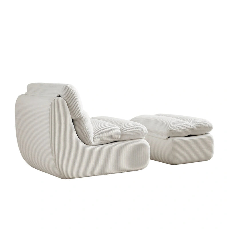 34 Modern Single Sofa Upholstered Sponge Couch with Ottoman for Small Space