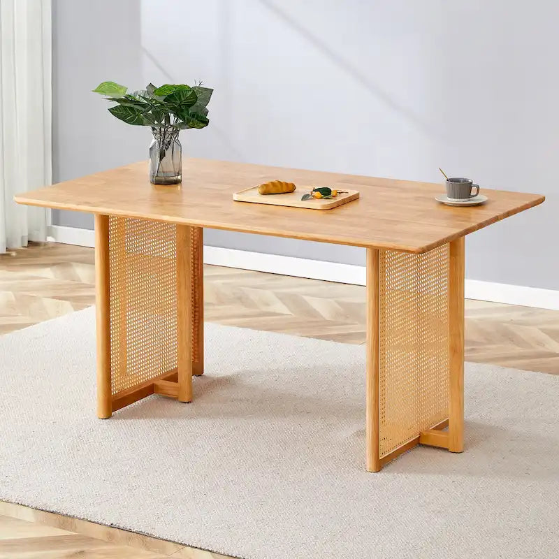 59 Retro Rubberwood Table with Walnut Finish
