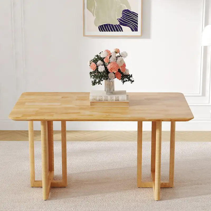 59 Retro Rubberwood Table with Walnut Finish