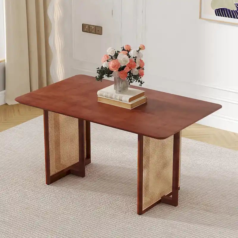 59 Retro Rubberwood Table with Walnut Finish