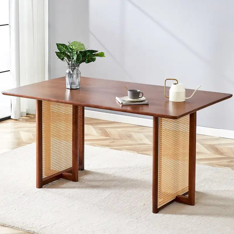 59 Retro Rubberwood Table with Walnut Finish
