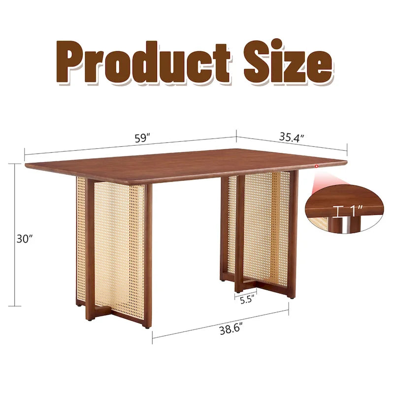 59 Retro Rubberwood Table with Walnut Finish