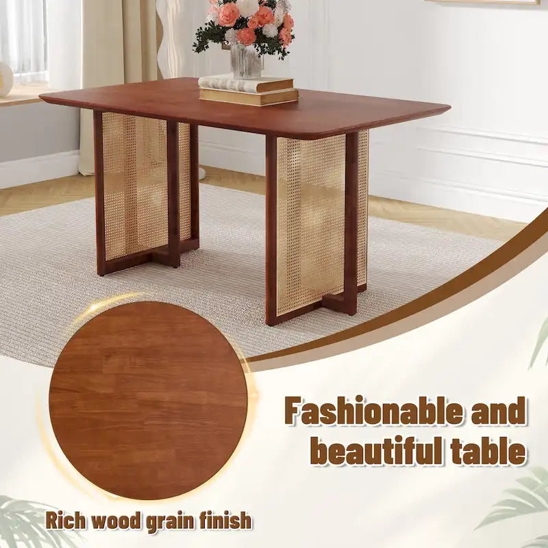 59 Retro Rubberwood Table with Walnut Finish