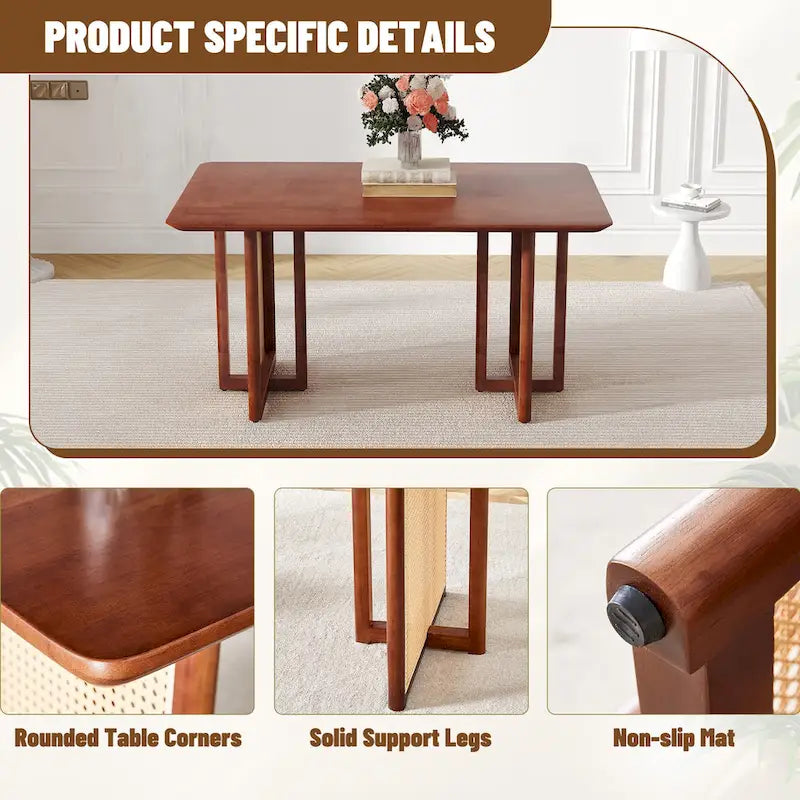 59 Retro Rubberwood Table with Walnut Finish