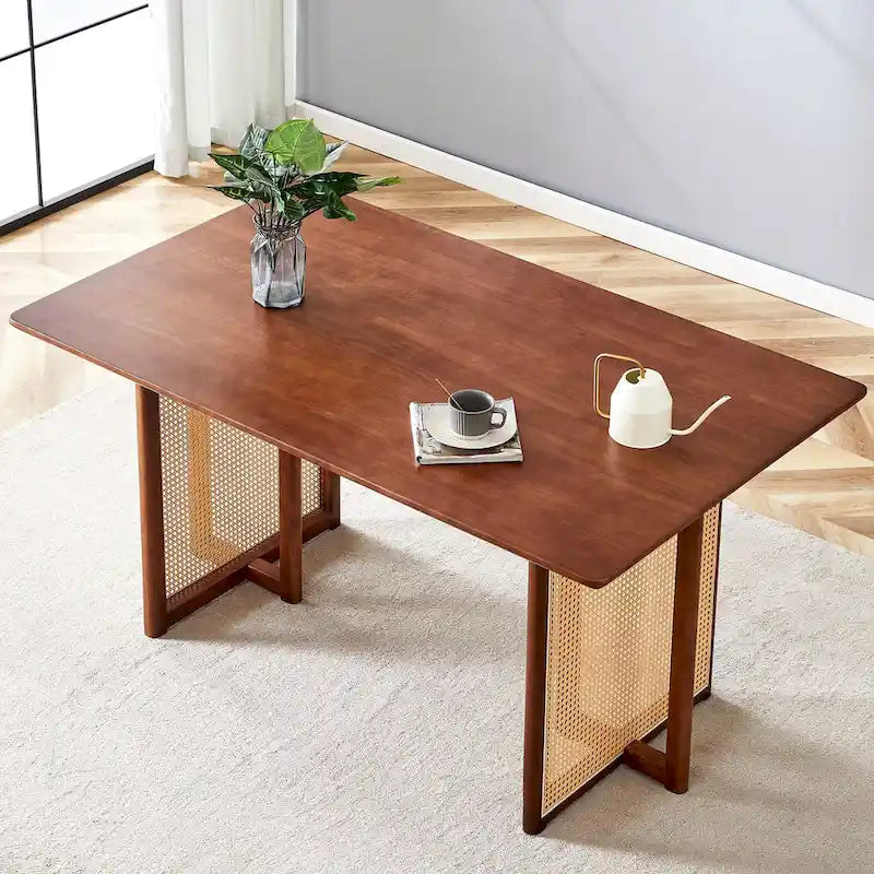 59 Retro Rubberwood Table with Walnut Finish