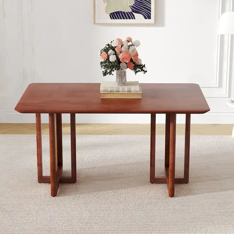 59 Retro Rubberwood Table with Walnut Finish