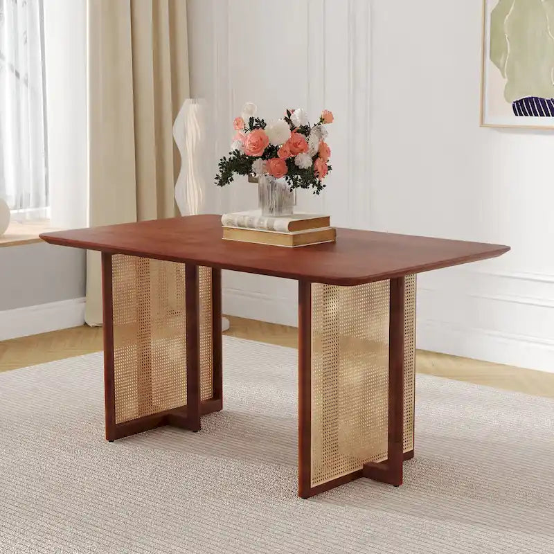 59 Retro Rubberwood Table with Walnut Finish