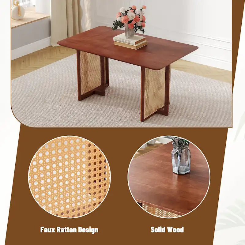 59 Retro Rubberwood Table with Walnut Finish