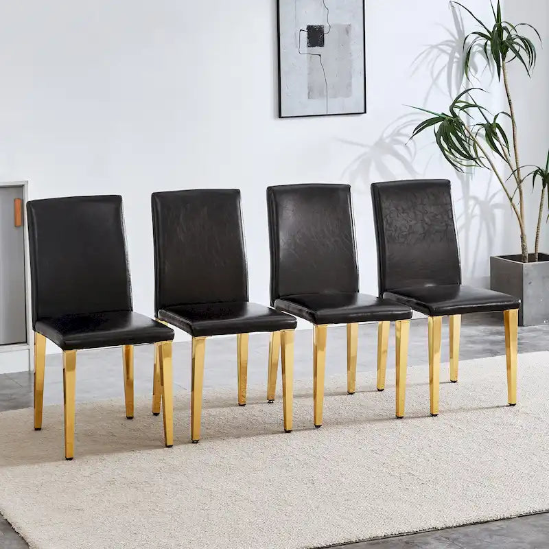 Dining Chairs Set of 4,Modern Kitchen & Dining Room Chairs,Faux Leather Cushion Seat Metal Legs