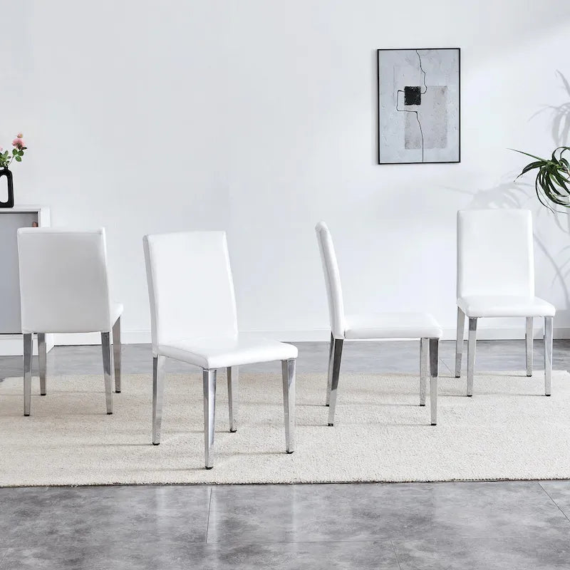 Dining Chairs Set of 4,Modern Kitchen & Dining Room Chairs,Faux Leather Cushion Seat Metal Legs