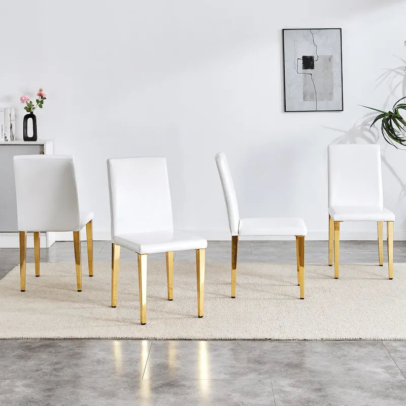 Dining Chairs Set of 4,Modern Kitchen & Dining Room Chairs,Faux Leather Cushion Seat Metal Legs