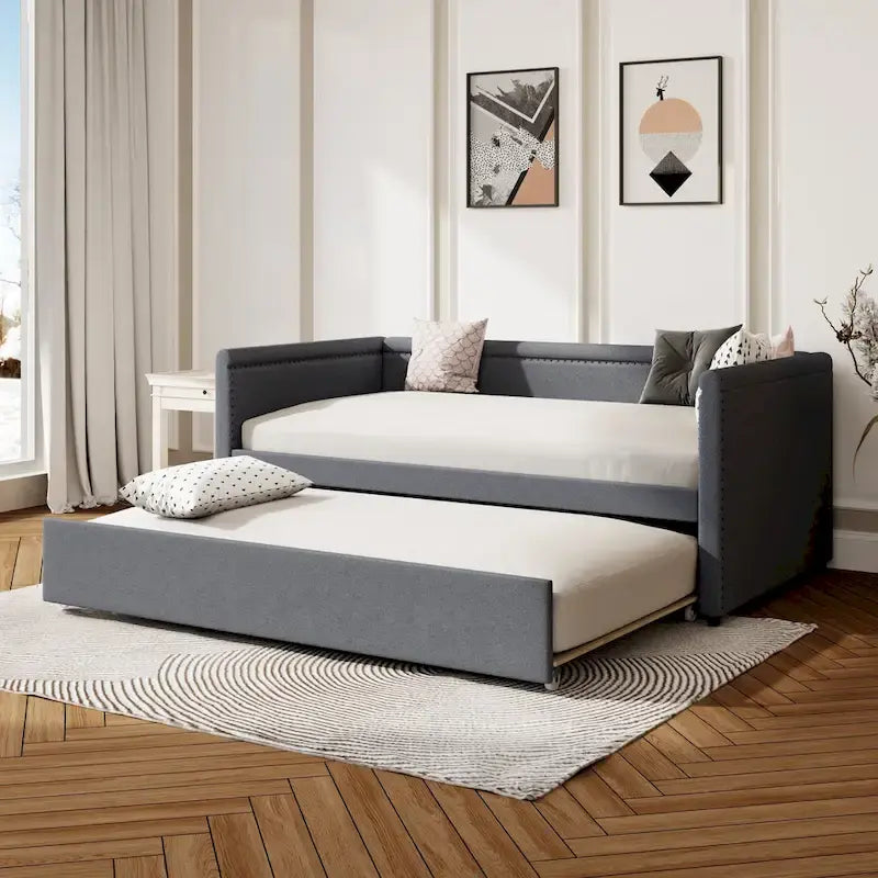 Upholstered Twin Daybed with Trundle