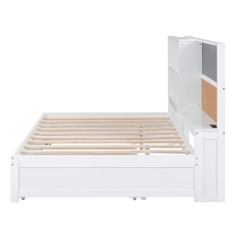 White Full Size Daybed with Trundle and Storage Shelves