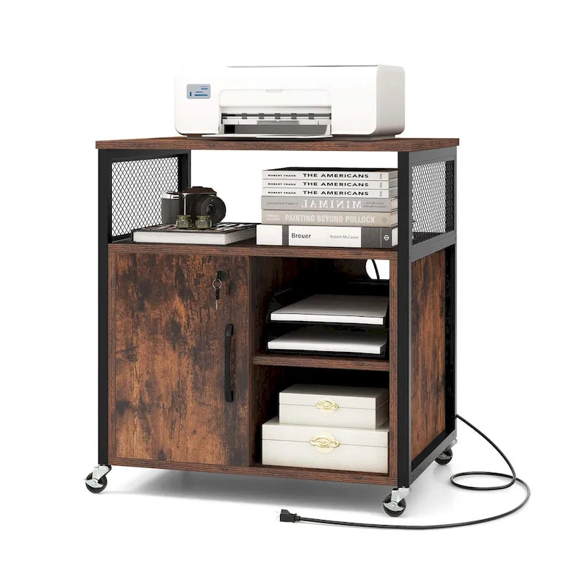 Costway File Cabinet on Wheels with Charging Station & Cable - See Details