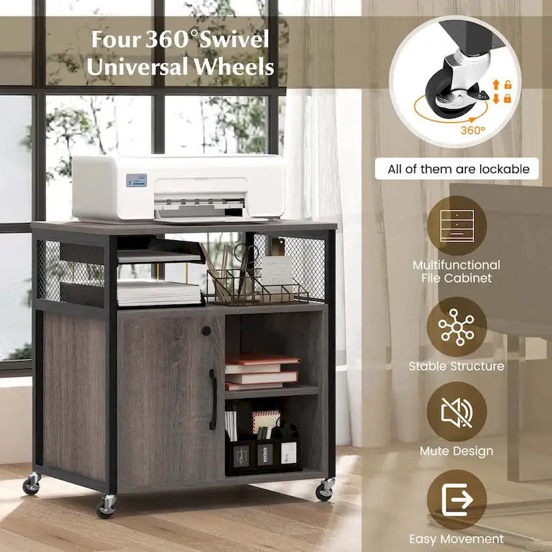 Costway File Cabinet on Wheels with Charging Station & Cable - See Details