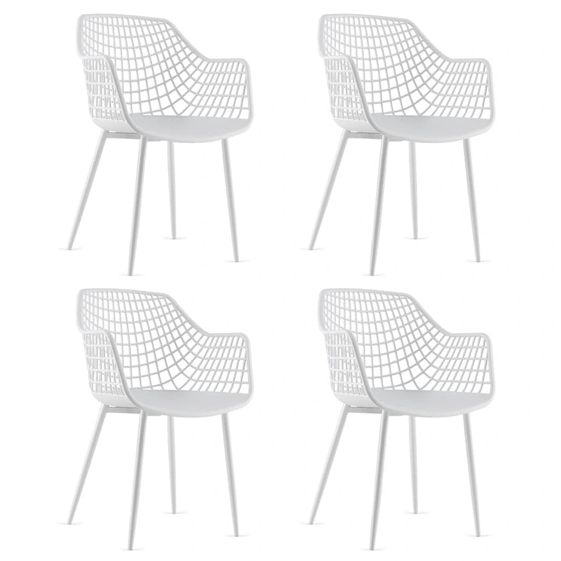 Costway Modern Dining Chair Set of 4 Plastic Shell Hollow withMetal