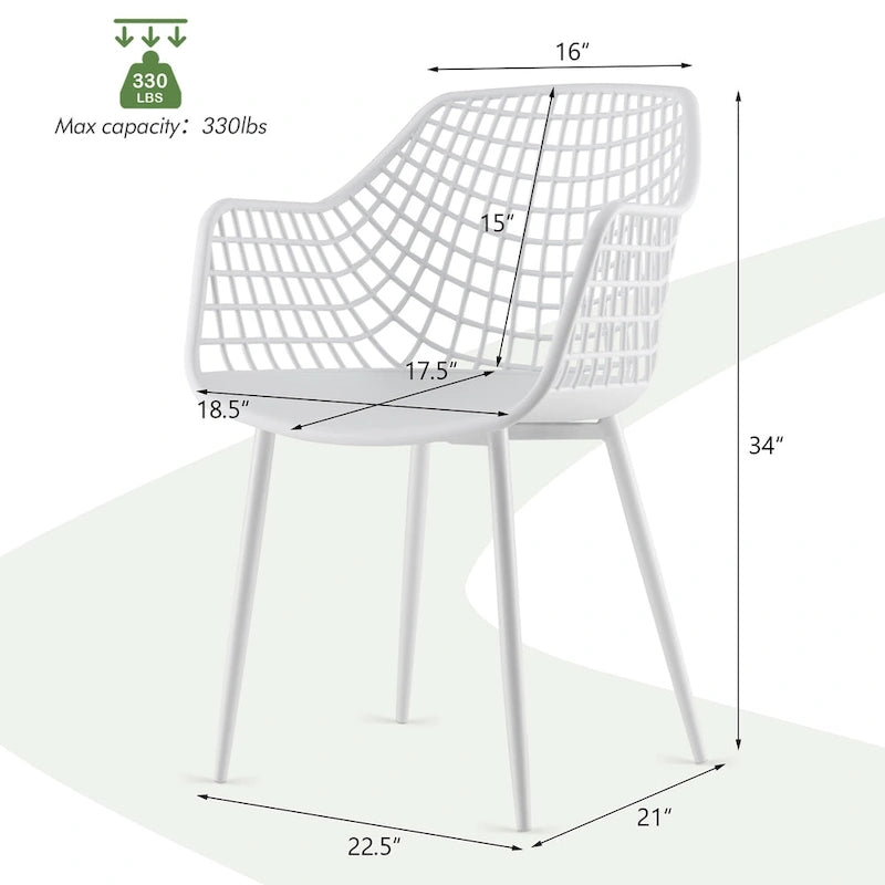Costway Modern Dining Chair Set of 4 Plastic Shell Hollow withMetal