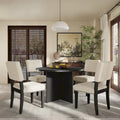 4 People Round Dining Table Set, 5 Piece Kitchen Table Set with Round Dining Table and 4 Upholstered Dining Chairs