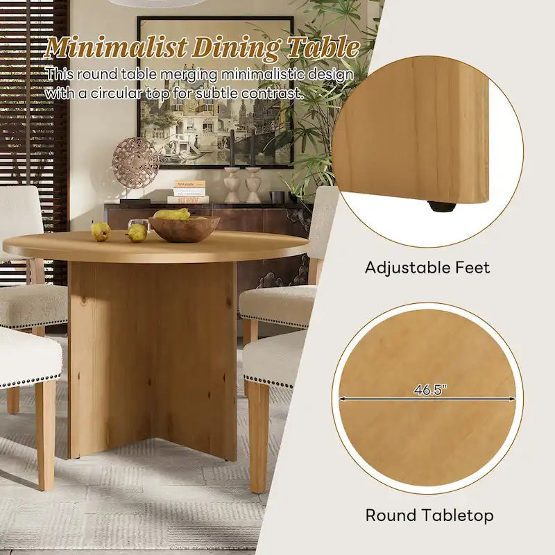 4 People Round Dining Table Set, 5 Piece Kitchen Table Set with Round Dining Table and 4 Upholstered Dining Chairs
