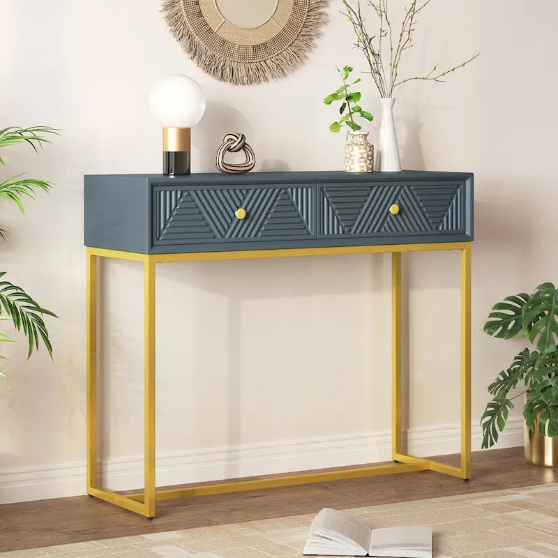 Modern Sleek Console Table with Storage, Grey