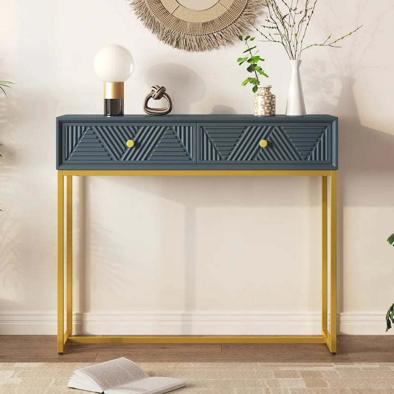 Modern Sleek Console Table with Storage, Grey