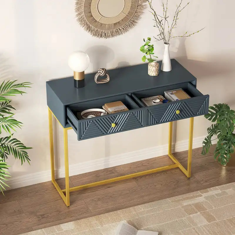 Modern Sleek Console Table with Storage, Grey