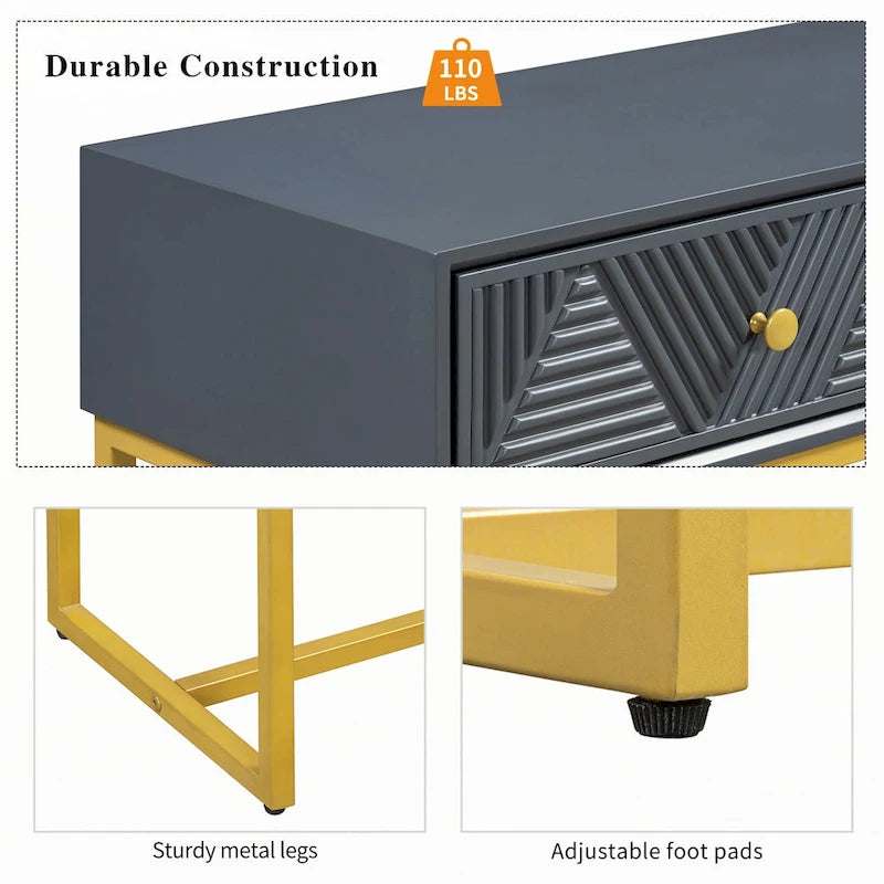 Modern Sleek Console Table with Storage, Grey