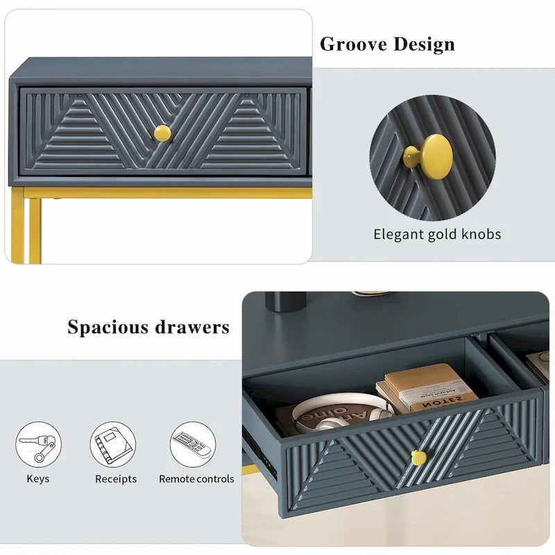 Modern Sleek Console Table with Storage, Grey