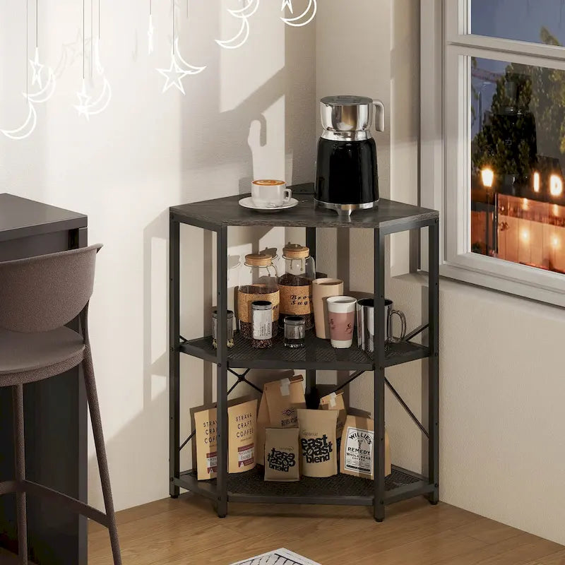 Costway Corner Printer Stand with Charging Station Adjustable Metal - See Details