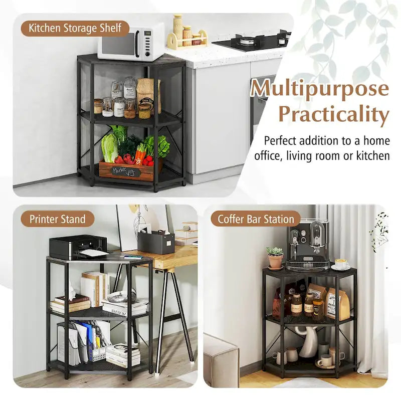 Costway Corner Printer Stand with Charging Station Adjustable Metal - See Details