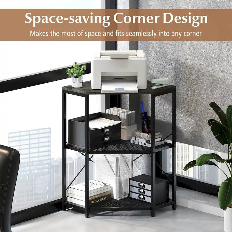 Costway Corner Printer Stand with Charging Station Adjustable Metal - See Details