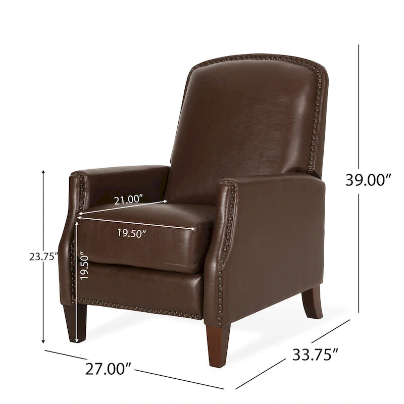 Cavanaugh Upholstered Pushback Recliner with Nailhead Trim by Christopher Knight Home