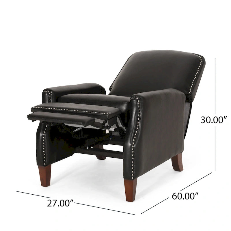 Cavanaugh Upholstered Pushback Recliner with Nailhead Trim by Christopher Knight Home