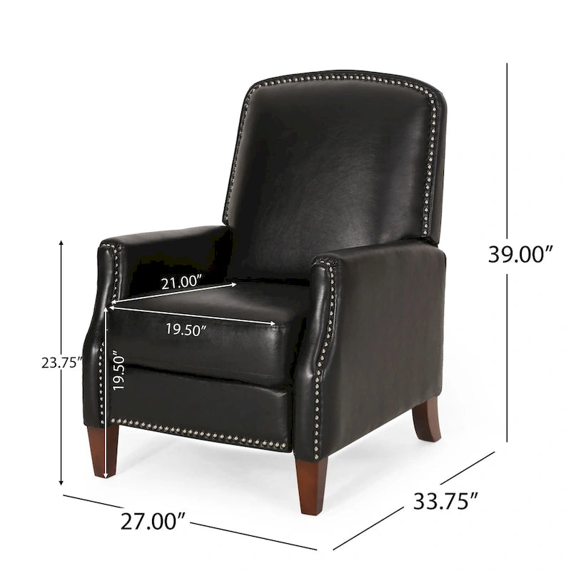 Cavanaugh Upholstered Pushback Recliner with Nailhead Trim by Christopher Knight Home